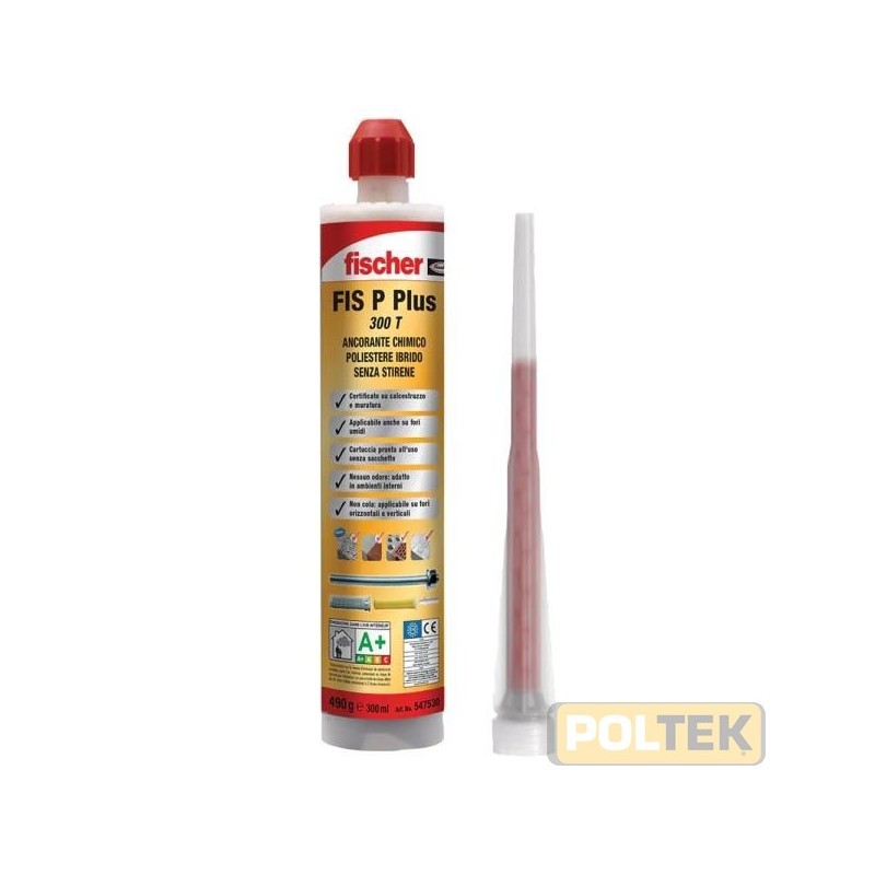 Resina a iniezione in poliestere ibrido senza stirene certificata per ancoraggi in muratura e calcestruzzo non fessurato per car