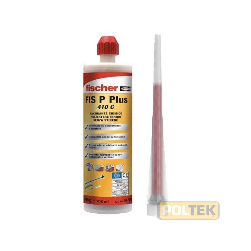 Resina a iniezione in poliestere ibrido senza stirene certificata per ancoraggi in muratura e calcestruzzo non fessurato per car