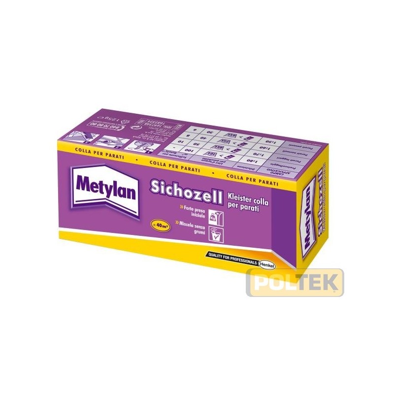 Adesivo in polvere a base di carbossimetilcellulosa. Indicato per l'incollaggio di ogni tipo di carta da parati.