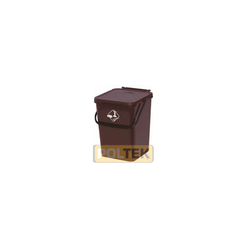 Secchio c/ coperchio color marrone da 10 Lt. 225x240x300 mm, con manico autobloccante