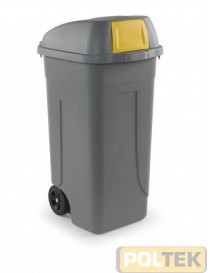 BIDONE IMMONDIZIA PUSH lt 100 mm 490x550x950 GRIGIO/GIALLO
