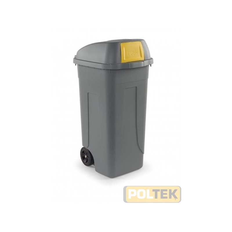 BIDONE IMMONDIZIA PUSH lt 100 mm 490x550x950 GRIGIO/GIALLO