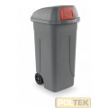 BIDONE IMMONDIZIA PUSH lt 100 mm 490x550x950 GRIGIO/ROSSO