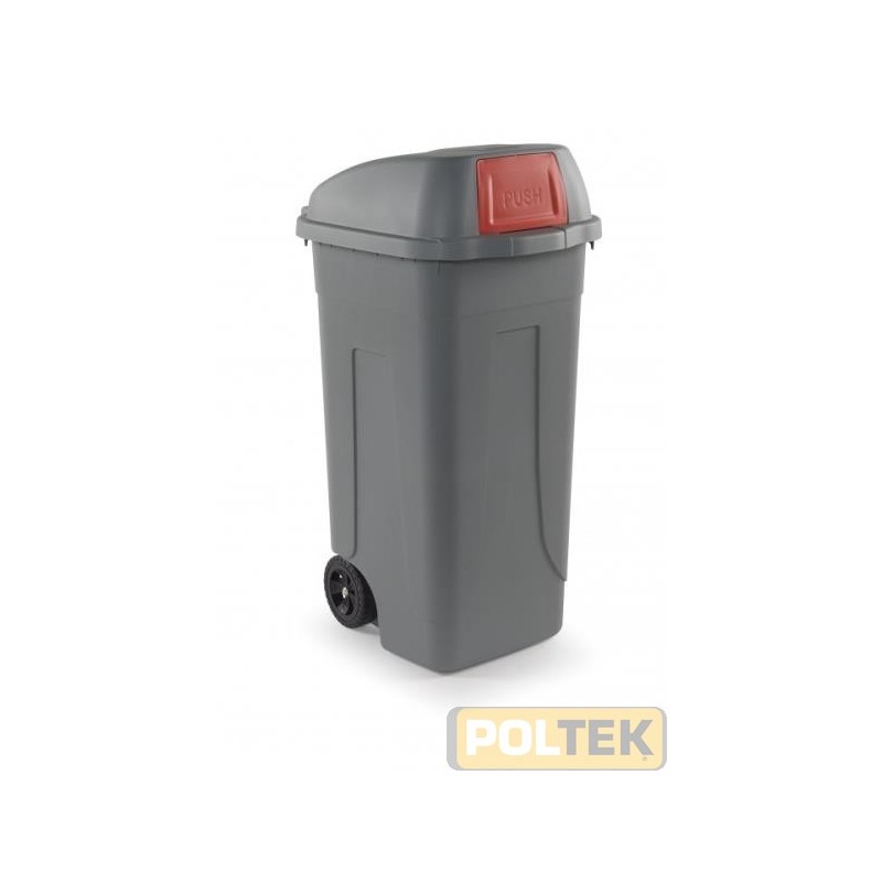 BIDONE IMMONDIZIA PUSH lt 100 mm 490x550x950 GRIGIO/ROSSO