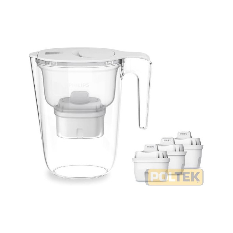 PHILIPS CARAFFA FILTRAGGIO ACQUA lt. 2,6 BIANCA + 3 filtri