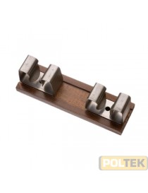 GANCIO PORTASCOPA INOX BASE LEGNO 2 POSTI