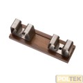 GANCIO PORTASCOPA INOX BASE LEGNO 2 POSTI