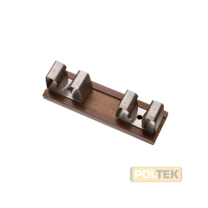 GANCIO PORTASCOPA INOX BASE LEGNO 2 POSTI