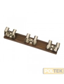 GANCIO PORTASCOPA INOX BASE LEGNO 3 POSTI