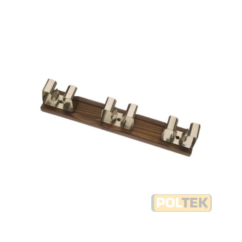 GANCIO PORTASCOPA INOX BASE LEGNO 3 POSTI