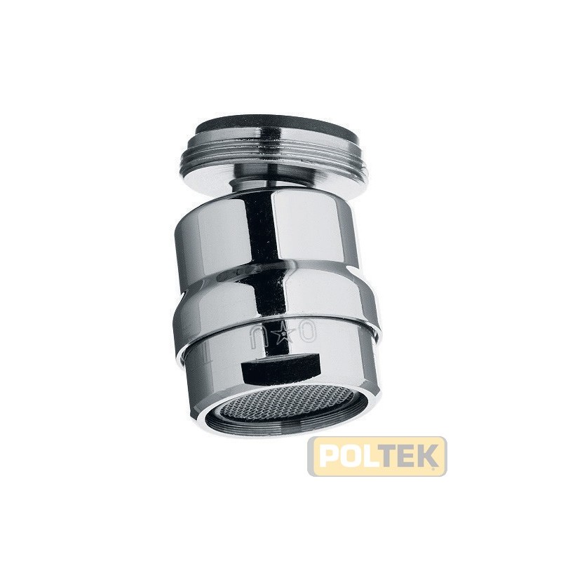 Aeratore in ottone cromato con snodo in ottone cromato fil. 24x1 M.