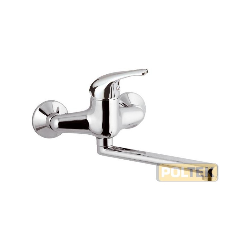 Miscelatore monocomando per lavello a muro con bocca girevole, dotato di cartuccia a dischi ceramici d. mm 40.