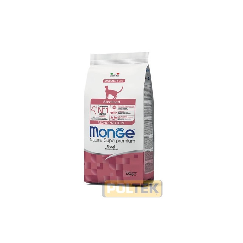 MONGE CAT NATURAL MONOPROTEICO STERILIZZATO MANZO kg 1,5