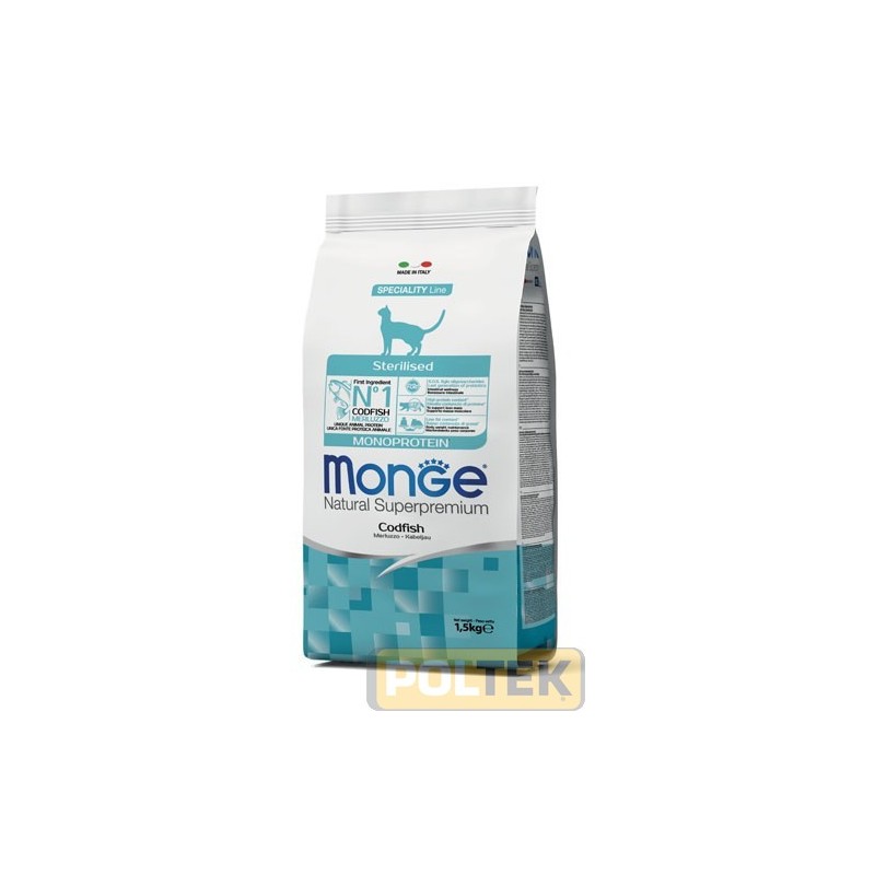 MONGE CAT NATURAL MONOPROTEICO STERILIZZATO MERLUZZO kg.1,5