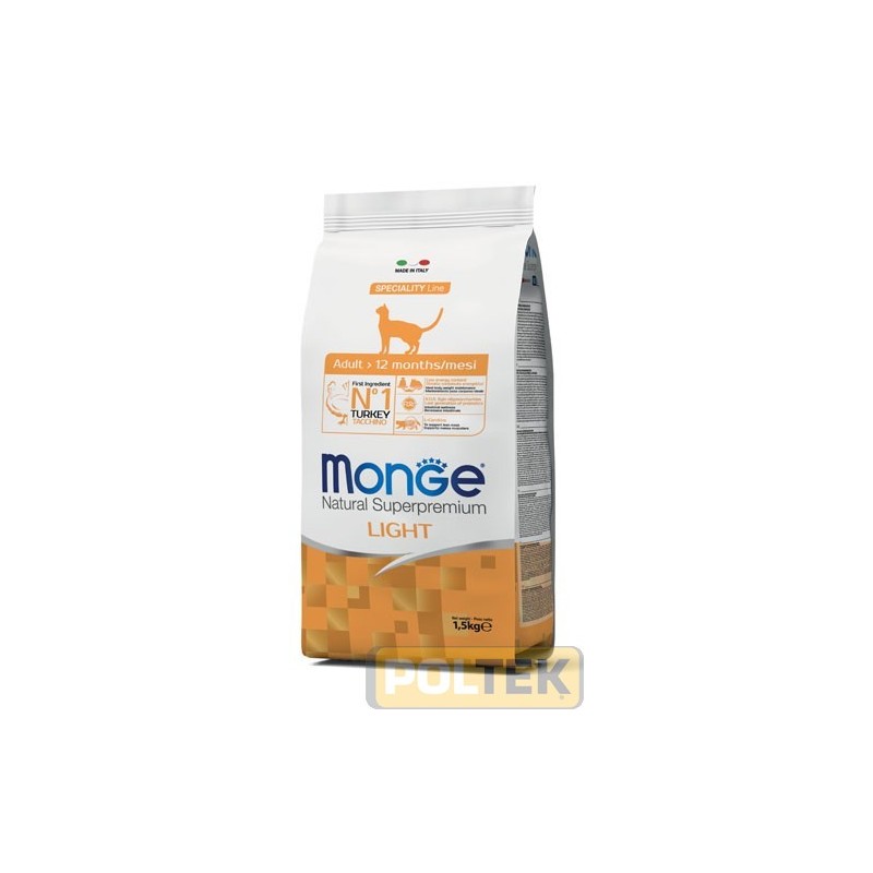 Monge Natural Superpremium Gatto Adulto Light Tacchino è un alimento completo e bilanciato per gatti adulti. Formulato apposita