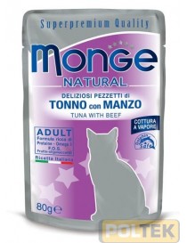 MONGE CAT BUSTA NATURAL tonno/manzo gr.80