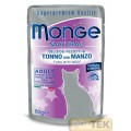 MONGE CAT BUSTA NATURAL tonno/manzo gr.80