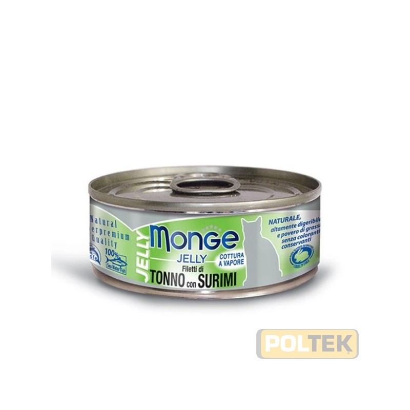 Alimento complementare per gatti adulti con con delizioso tonno del pacifico e delicato surimi prodotto in Thailandia, con le ti