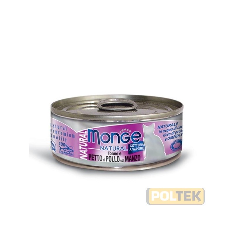 Alimento complementare per gatti, con delizioso tonno con pollo e manzo, prodotto in Thailandia, con le tipiche caratteristiche 