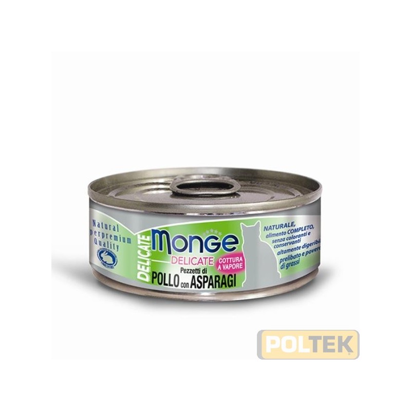 Alimento completo e digeribile per gatti, con delizioso pollo e asparagi. Un gusto ricercato, adatto ai palati più raffinati. A
