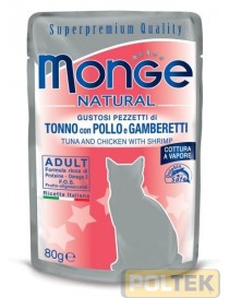 MONGE CAT BUSTA NATURAL tonno/pollo/gamberi gr.80