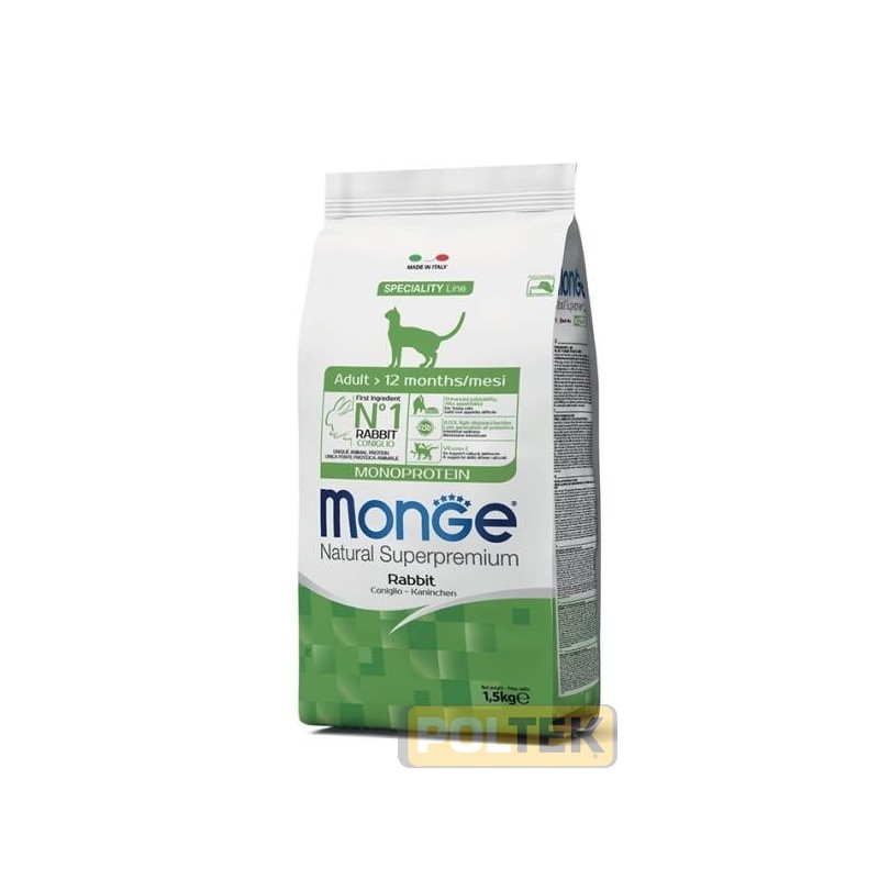 MONGE CAT NATURAL MONOPROTEICO ADULT CONIGLIO kg 1,5