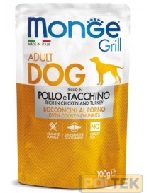 MONGE DOG GRILL BUSTE pollo/tacch. gr.100
