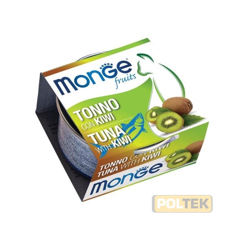 Monge Fruits Tonno con Kiwi è un alimento complementare pensato per i gatti più raffinati ed esigenti che completa la gamma Mo