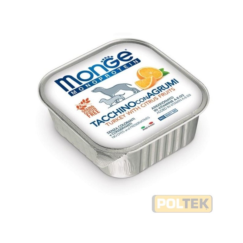 Pate´ *formulato con un’unica fonte proteica, il tacchino selezionato di altissima qualita`, con frutta fonte naturale di vit