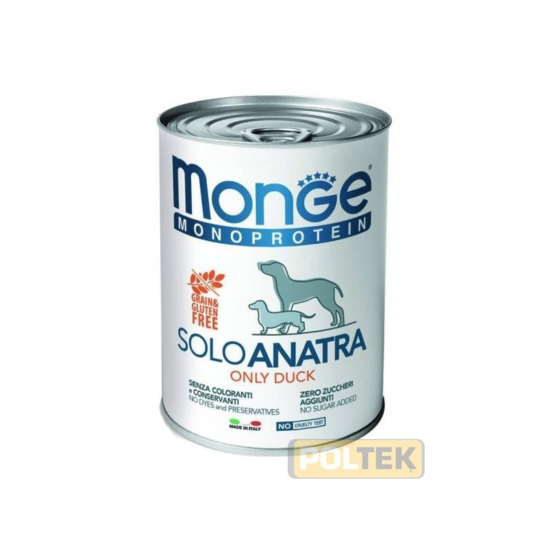 Paté monoproteico superpremium con carni di anatra selezionate di altissima qualità E’ un prodotto 100% italiano, altamente 