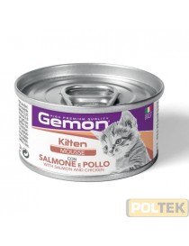 GEMON GATTO UMIDO MOUSSE KITTEN SALMONE/POLLO gr.85