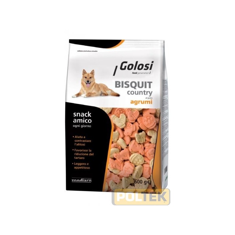 Bisquit COUNTRY al gusto Agrumi sono biscotti dai gusti appetitosi, pensati per il benessere e il divertimento del tuo amico a q