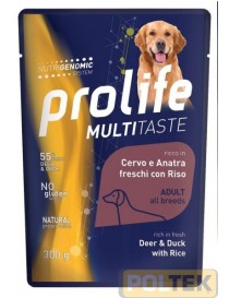 PROLIFE DOG WET BUSTA 300 GR CERVO/ANATRA/RISO/ANANAS