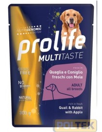 PROLIFE DOG WET BUSTA 300 GR QUAGLIA/CONIGLIO/MELE