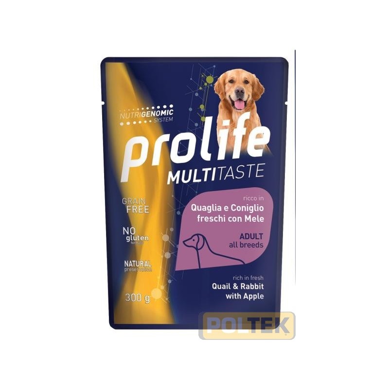 Alimento completo per cani ricco in Carne Fresca di Quaglia e Coniglio con Mele Senza conservanti, coloranti e aromatizzanti agg