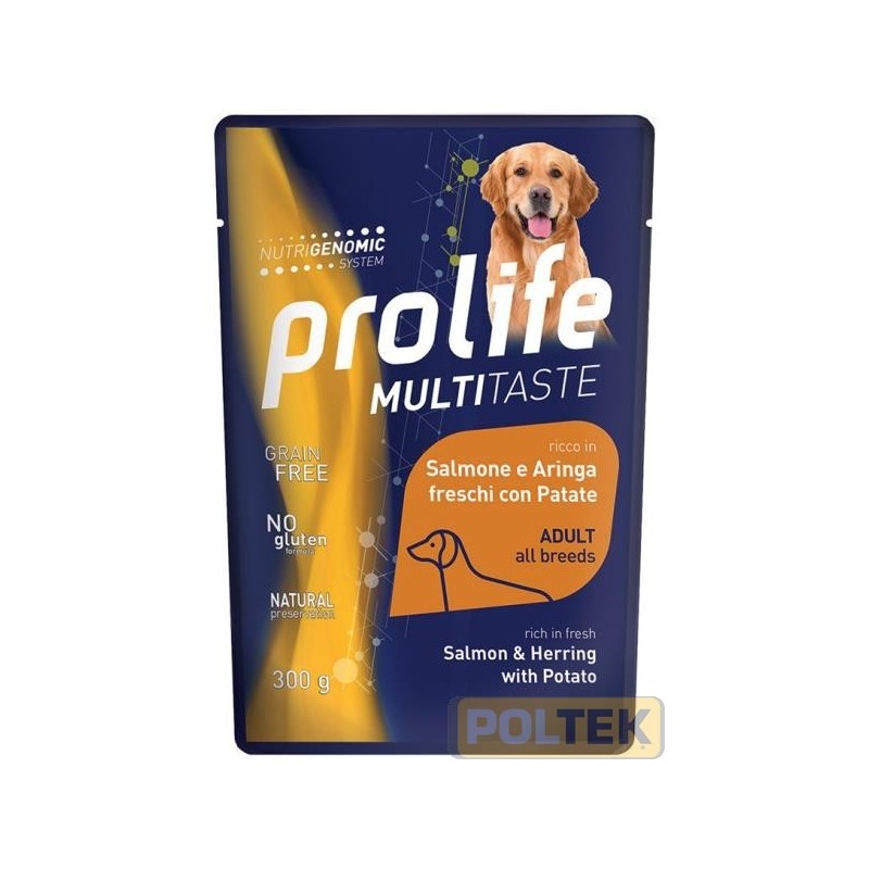 Alimento completo per cani ricco in Carne Fresca di Salmone e Aringa con Patate Senza conservanti, coloranti e aromatizzanti agg