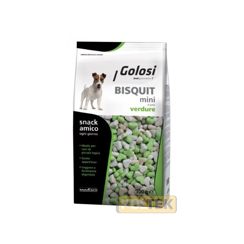 Bisquit MINI al gusto Verdura è un biscotto delicato e sfizioso in tre appetitose varianti di gusto ideale come snack o premio 