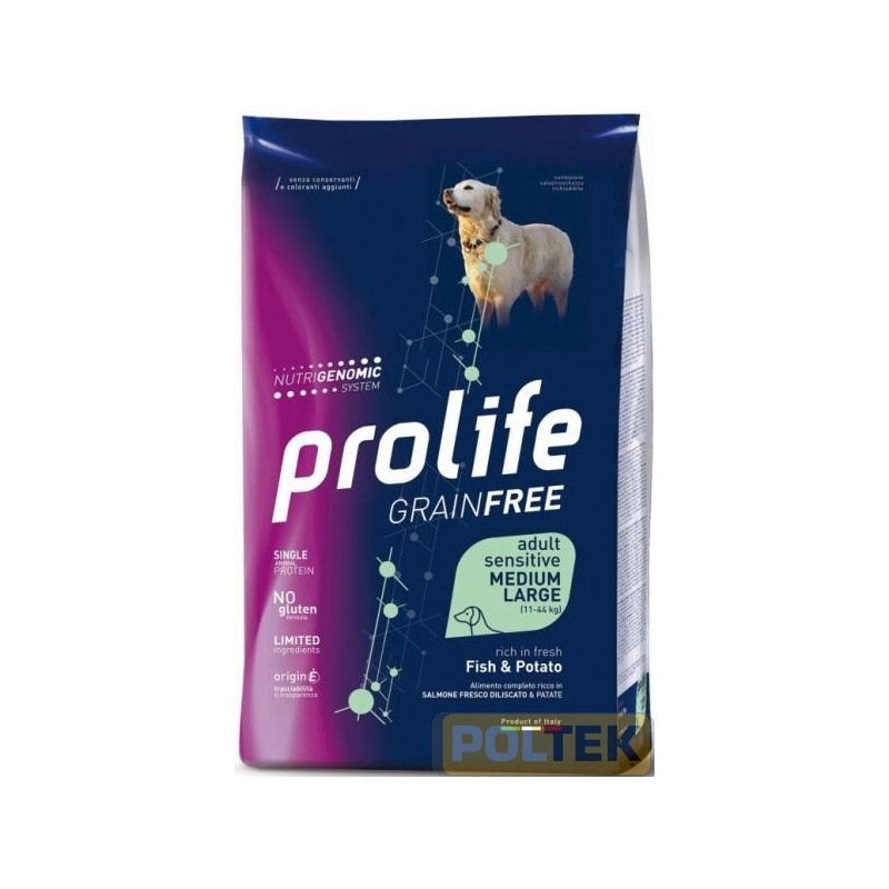 PROLIFE DOG GRAIN FREE SENSITIVE FISH&POTATO M/L kg 10