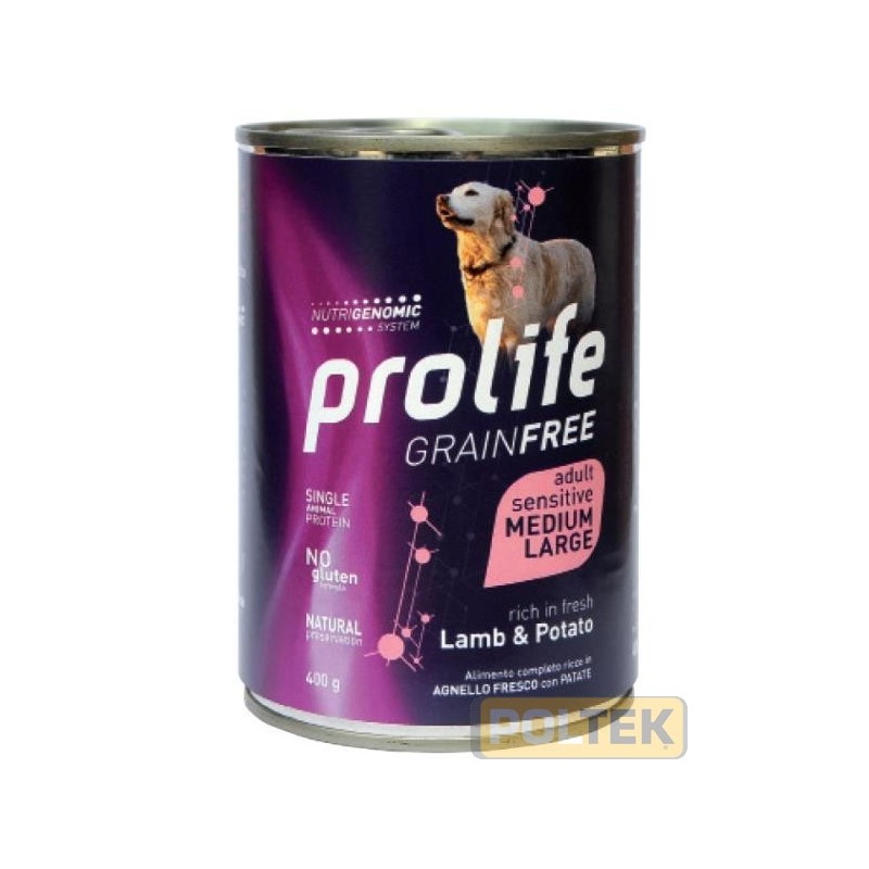 PROLIFE DOG WET LATTINA 400 gr GRAIN FREE SENS LAMB&POTATO