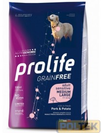 PROLIFE DOG GRAIN FREE SENSITIVE MAIALE PATATE M/L 10KG