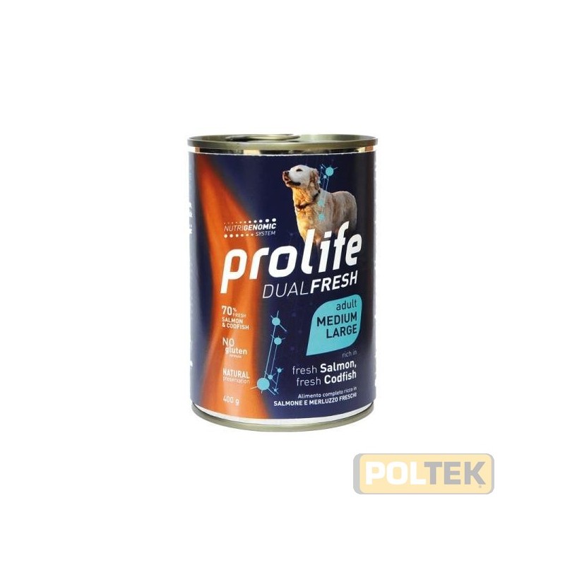 PROLIFE DOG WET LATTINA 400 gr DUALFRESH SALMONE/MERLUZZO
