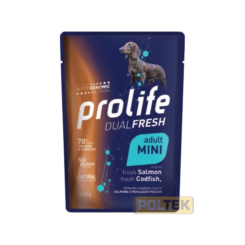 PROLIFE DOG WET BUSTA gr 100 DUALFRESH SALMONE/MERLUZZO
