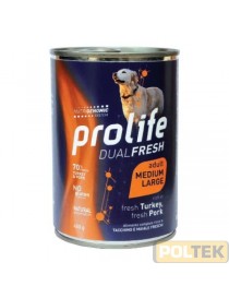 PROLIFE DOG WET LATTINA 400 gr DUALFRESH TACCHINO/MAIALE