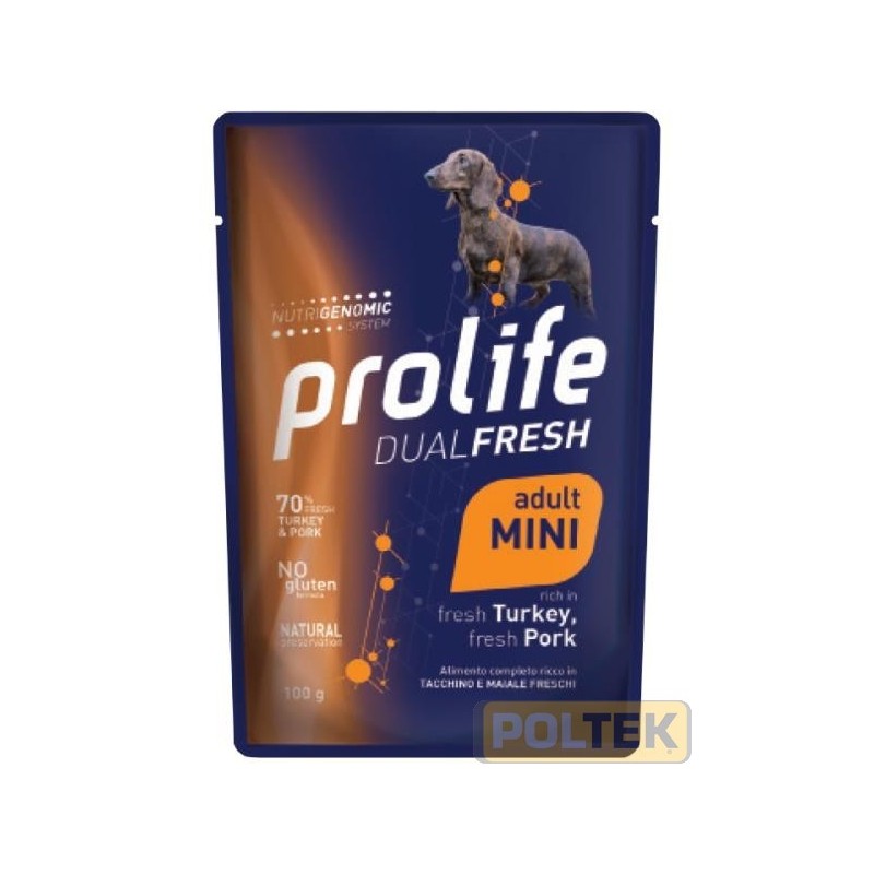PROLIFE DOG WET BUSTA gr 100 DUALFRESH MAIALE/TACCHINO