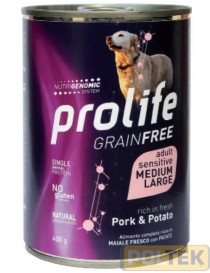 PROLIFE DOG WET LATTINA 400 gr GRAIN FREE SENS PORK&POTAT