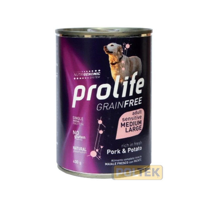 PROLIFE DOG WET LATTINA 400 gr GRAIN FREE SENS PORK&POTAT