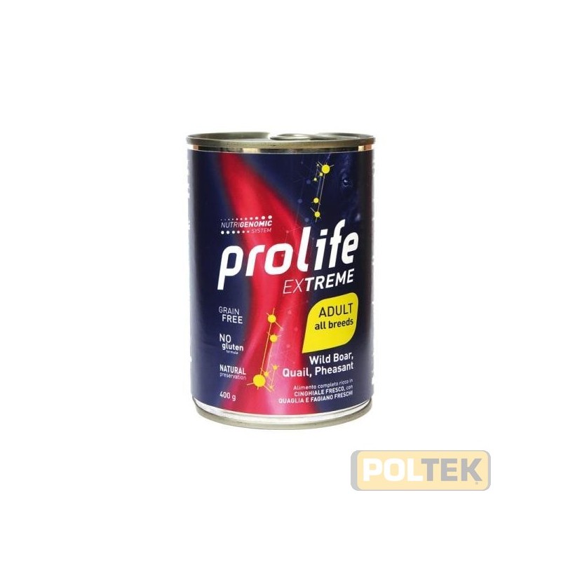 PROLIFE DOG WET LATTINA 400 gr EXTREME CINGHIALE/QUAGLIA/FAG
