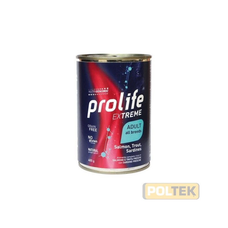 PROLIFE DOG WET LATTINA 400 gr EXTREME SALMONE/TROTA/SARDINE