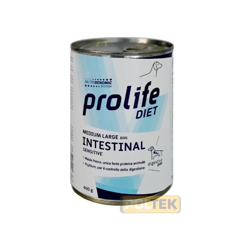 Alimento completo dietetico per il cane di taglia media e grande formulato per la compensazione della cattiva digestione, la rid