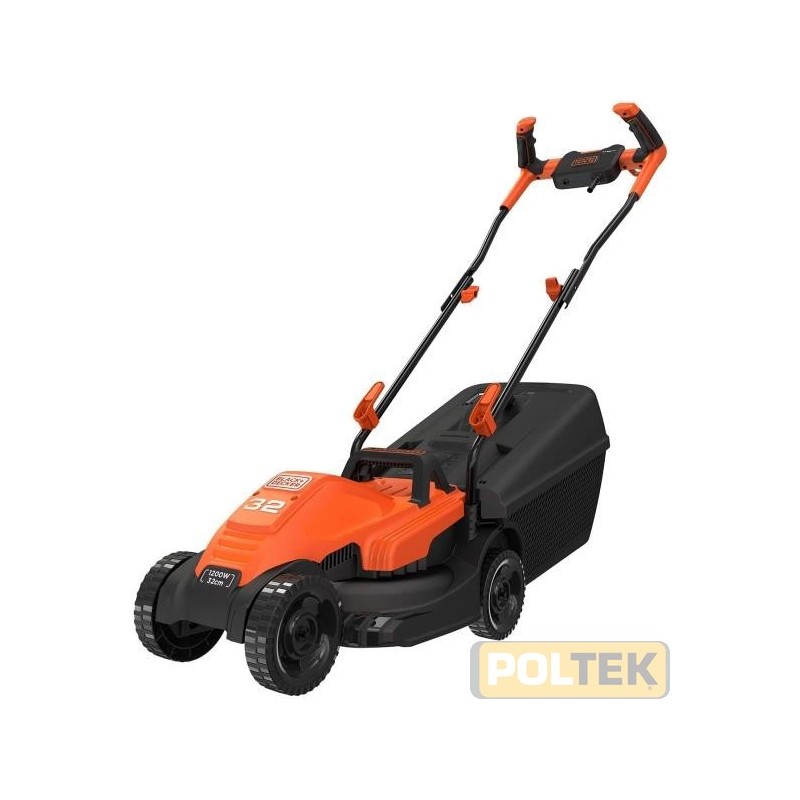 Rasaerba 1200W con 32cm di taglio, ideale per giardini di piccole dimensioni, con nuova impugnatura Bike che permette un'ottima 